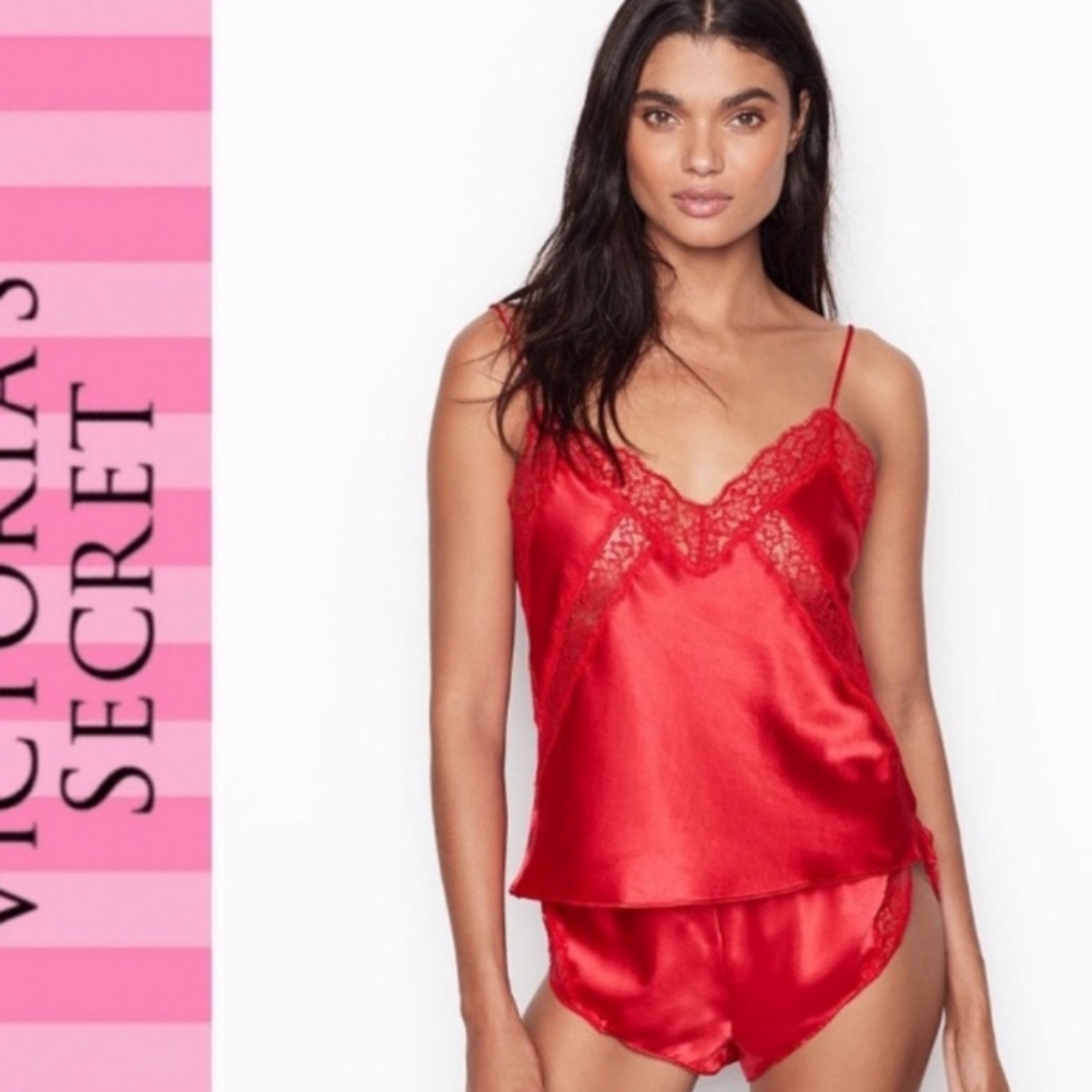 💋VS❤️2 piece sexy satin lace cami & shorts pj set